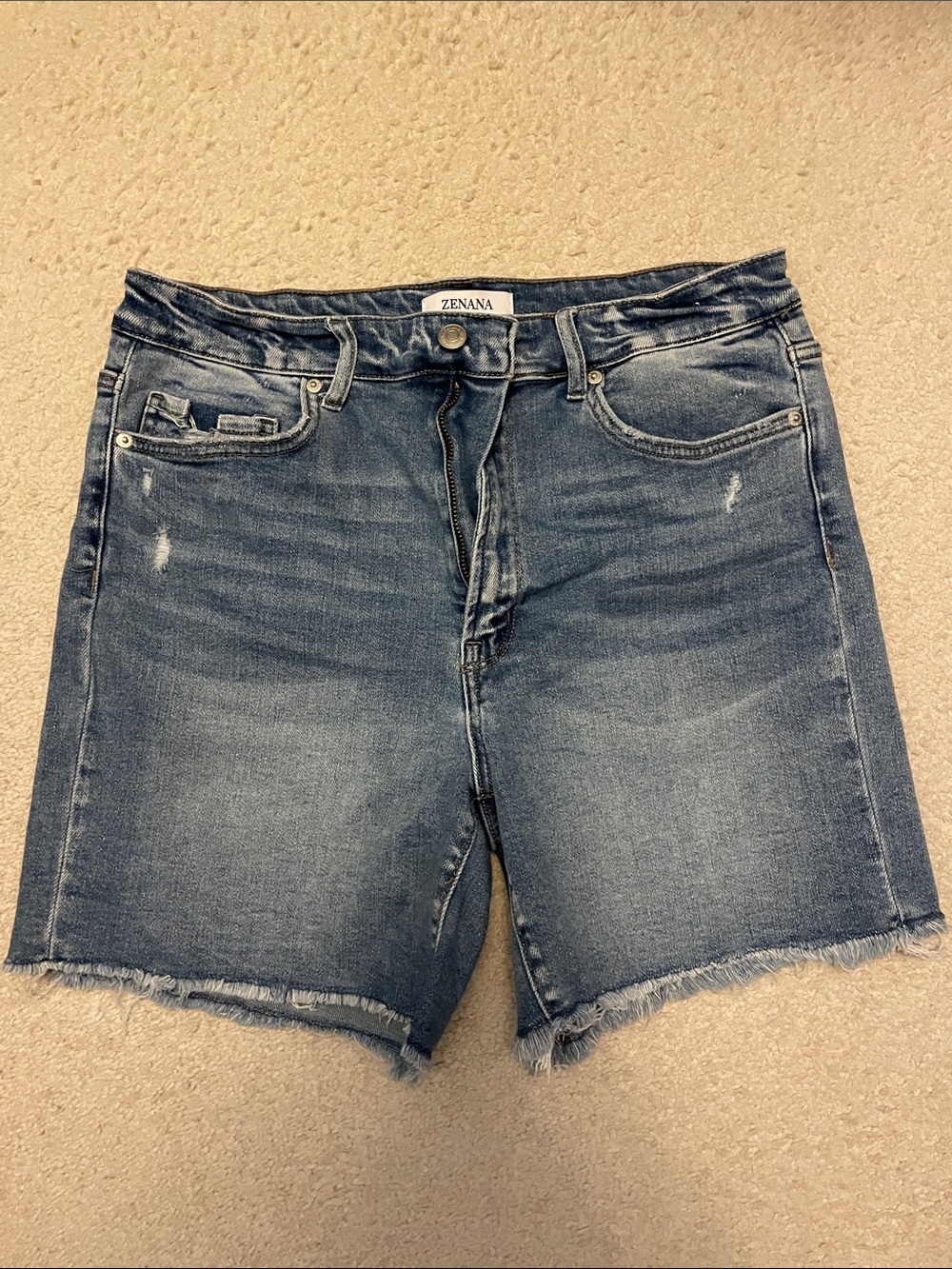 Zenana Outfitters Light Wash Denim Shorts - Blue